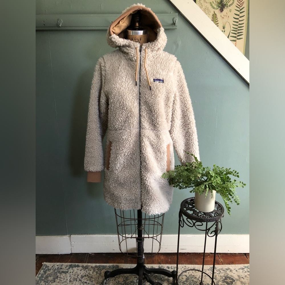 Patagonia Dusty Mesa Parka Natural Cream Tan Fleece Teddy Size Small